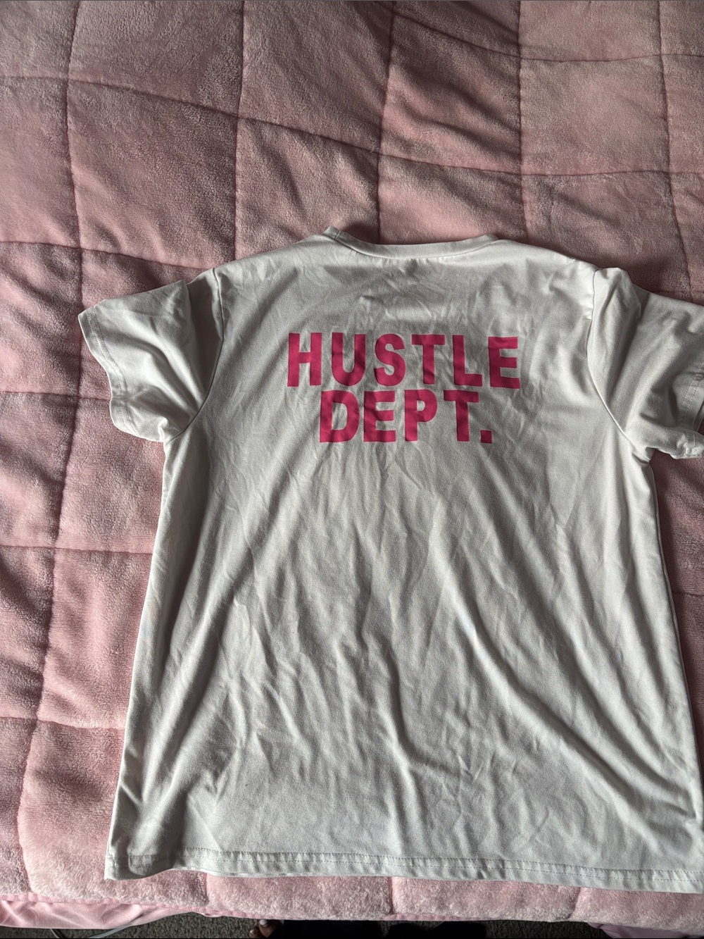Hustle Dept. Women’s White Graphic T-Shirt - Pink Print